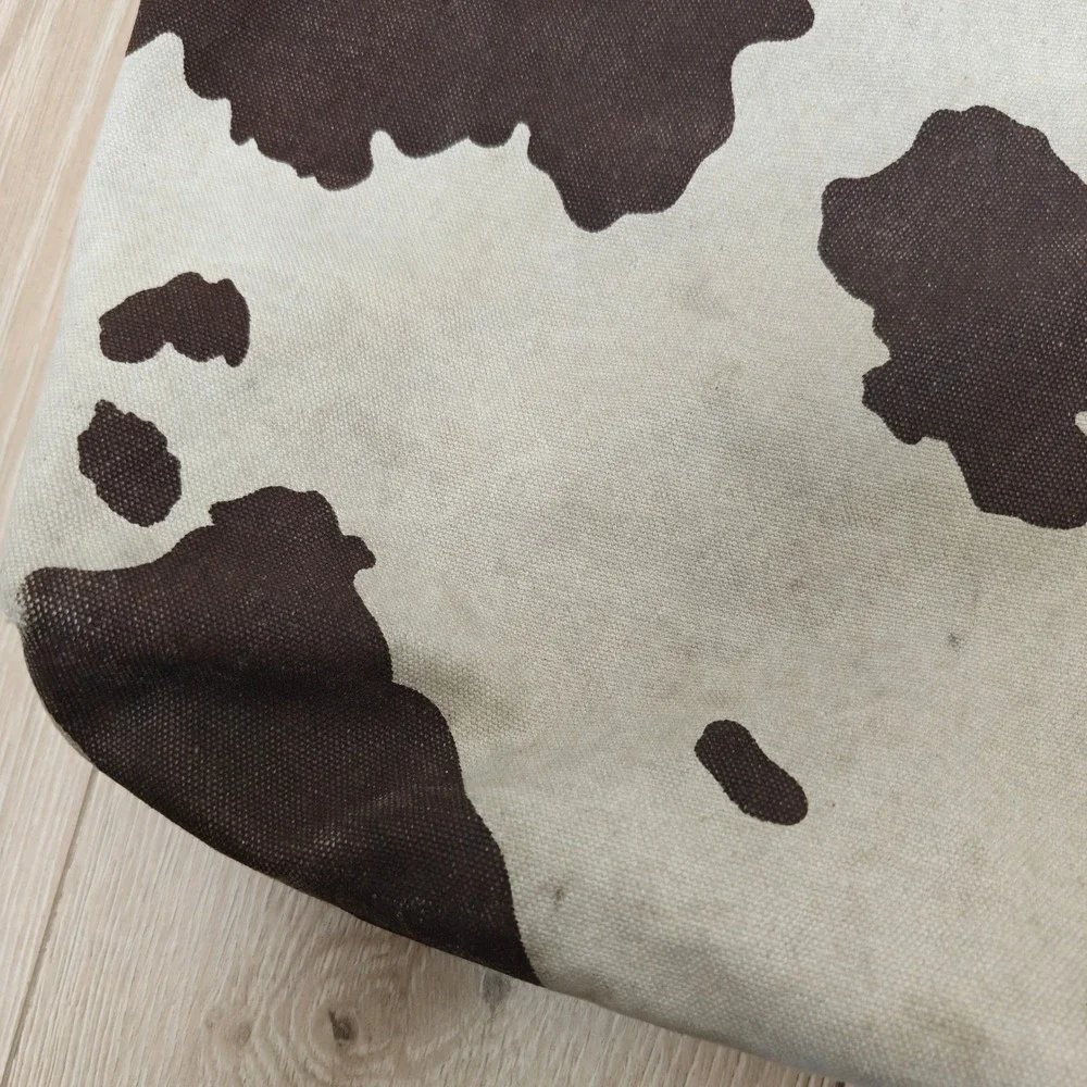 Baggu Womens Duck Bag Tote OS Brown Cow Print Canvas Adjustable Strap Western